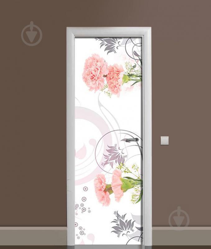 Наклейка на дверь Zatarga "Розовые Гвоздики" 650х2000 мм виниловая 3Д наклейка декор самоклеящаяся Z181722dv