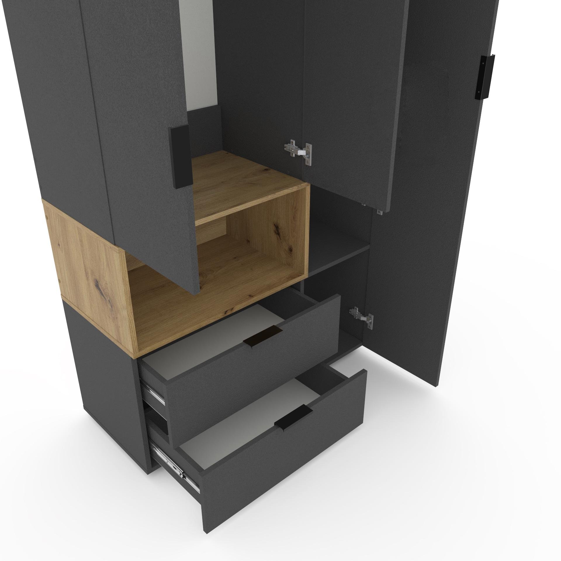 Шкаф Metkas Home A002L ЛДСП 1000x420x2300 мм Антрацитовый/Дуб Артизан - фото 4