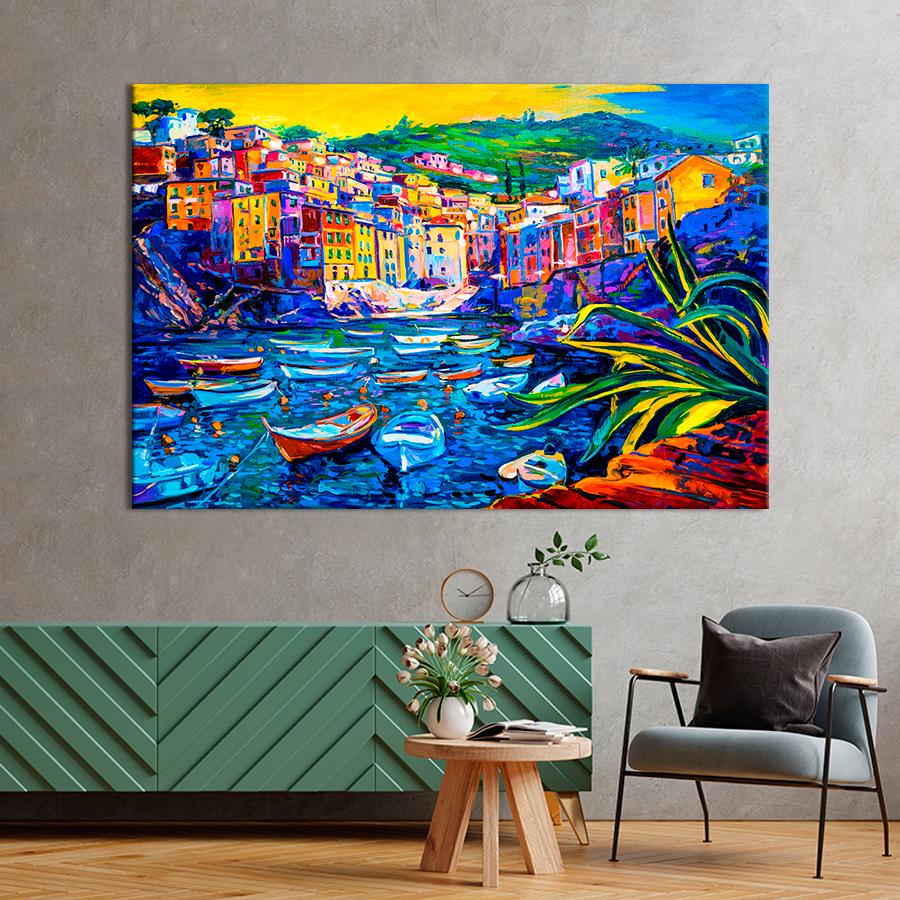 Картина на холсте Живописный приморский город 80x54 см (V240-1_L)