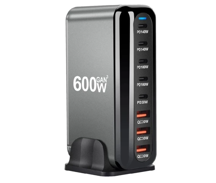 Зарядная станция многопортовая ILEPO 600W на 3 USB и 5 Type-C Black (19027)