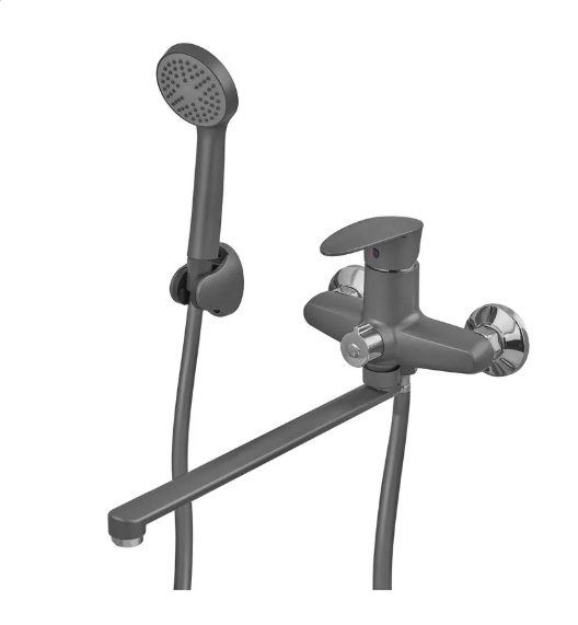 Смеситель для ванны цвет графит из термопластика PLAMIX CEZAR-006 EURO SET Graphite (PM0691)