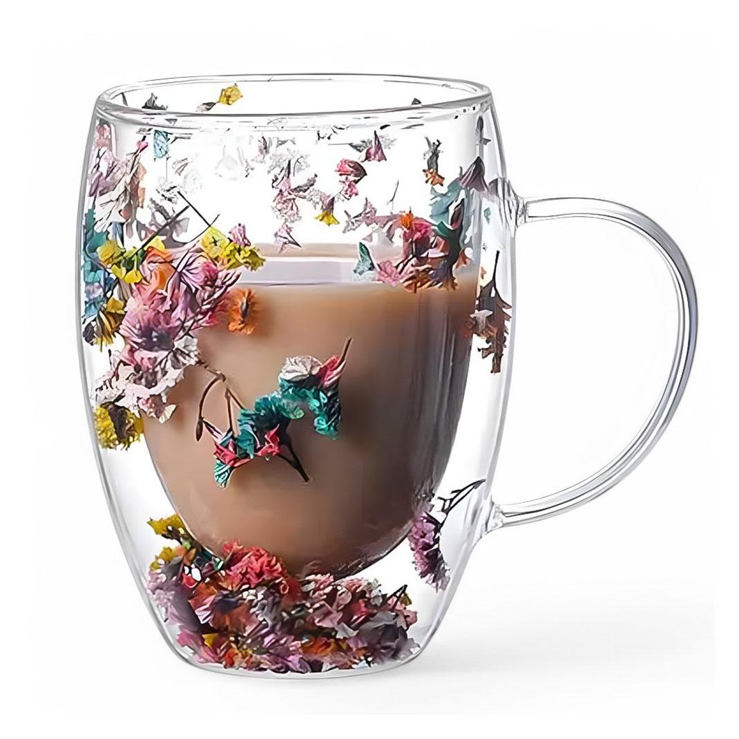 Чашка стеклянная с двойным дном и сушеницами 350 мл (37-118168) - фото 2