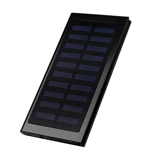 Повербанк MICRO 3xUSB Li-poly 20000 mAh 2,1 А с солнечной панелью и фонариком Черный