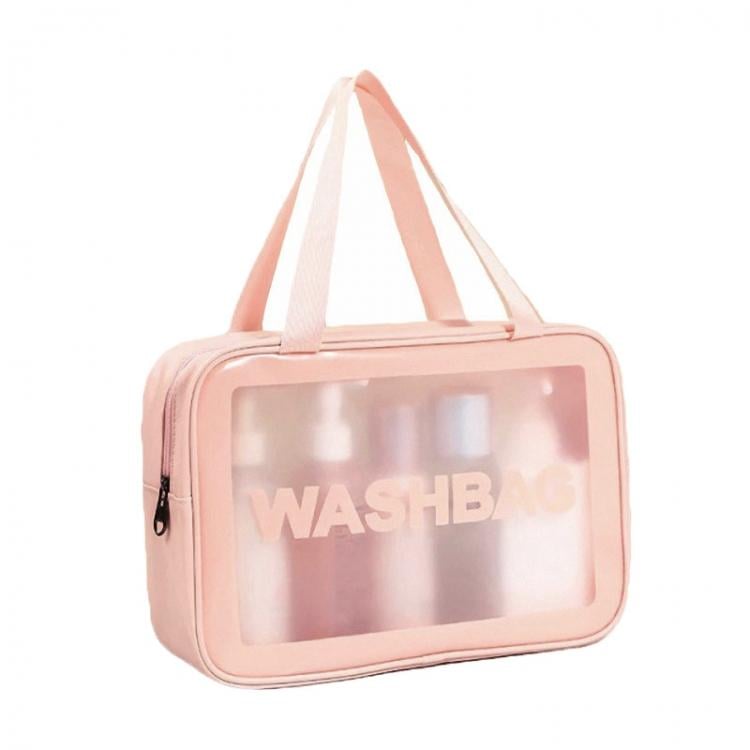 Сумка-косметичка прозора Washbag Big ПВХ 30x20x10 см Pink (128480) - фото 1 Сумка-косметичка прозора Washbag Big ПВХ 30x20x10 см Pink (128480) - фото 1