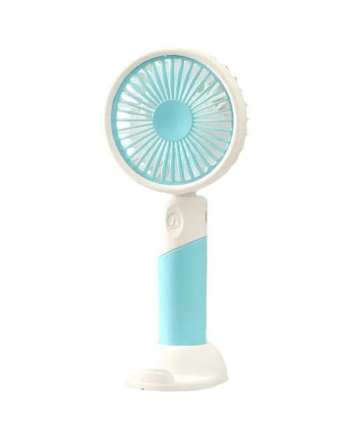 Вентилятор Mini Fan ручной аккумуляторный с подставкой для телефона Голубой с белым (ZB100)