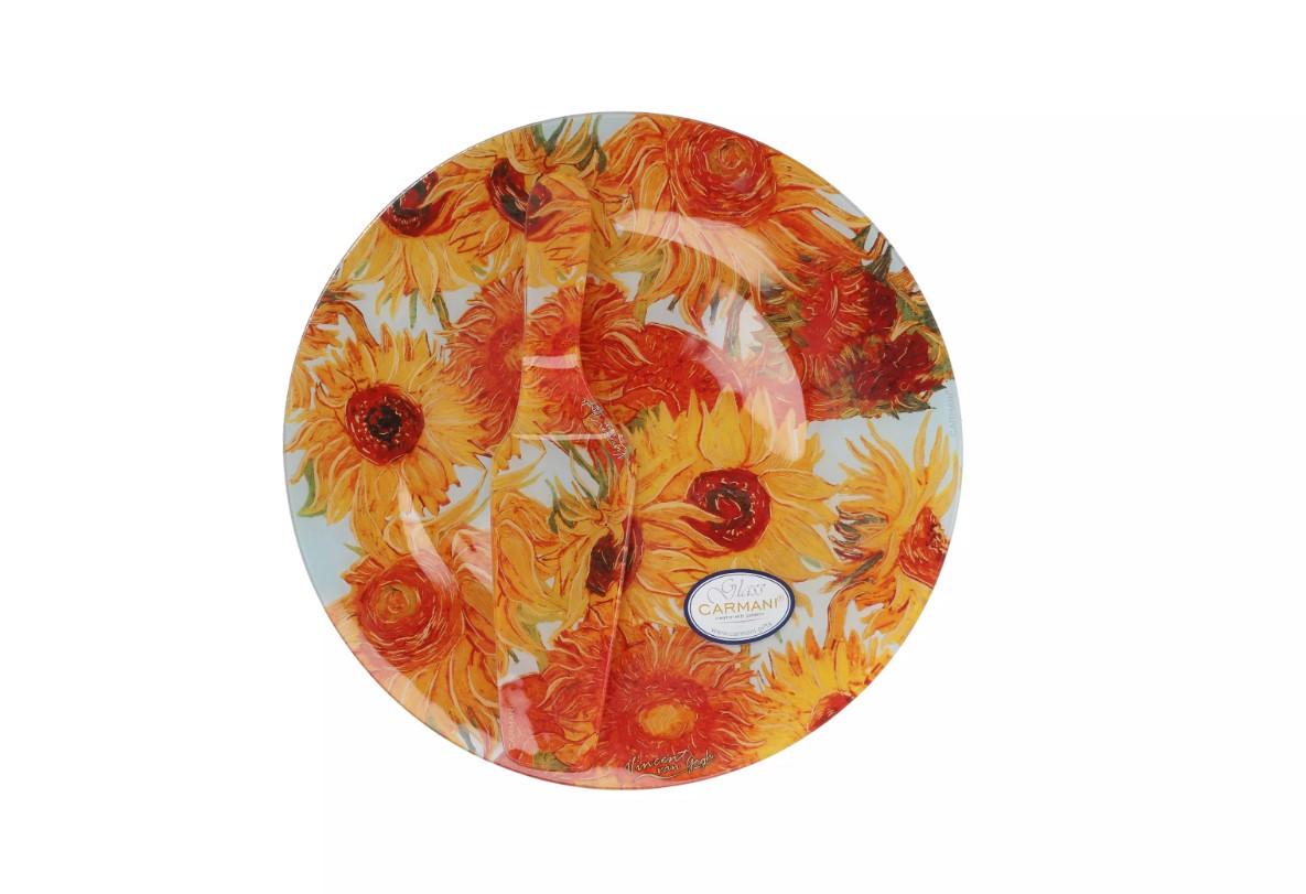 Стеклянная тарелка для торта Carmani с лопаткой Ван Гог Звездная ночь d 30 см (198-1224) - фото 4