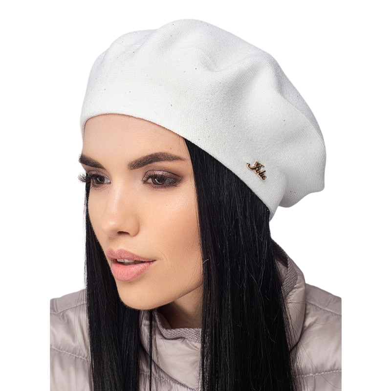 Берет женский Leks Долина двойной с паетками Белый (128950)