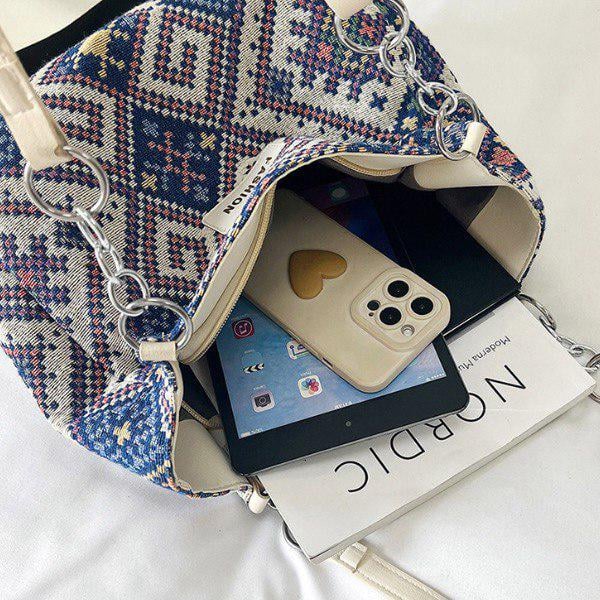 Женская сумка с этническим принтом с длинными ручками-цепочками 26×27×10 см (L00117-2) - фото 6 Женская сумка с этническим принтом с длинными ручками-цепочками 26×27×10 см (L00117-2) - фото 6