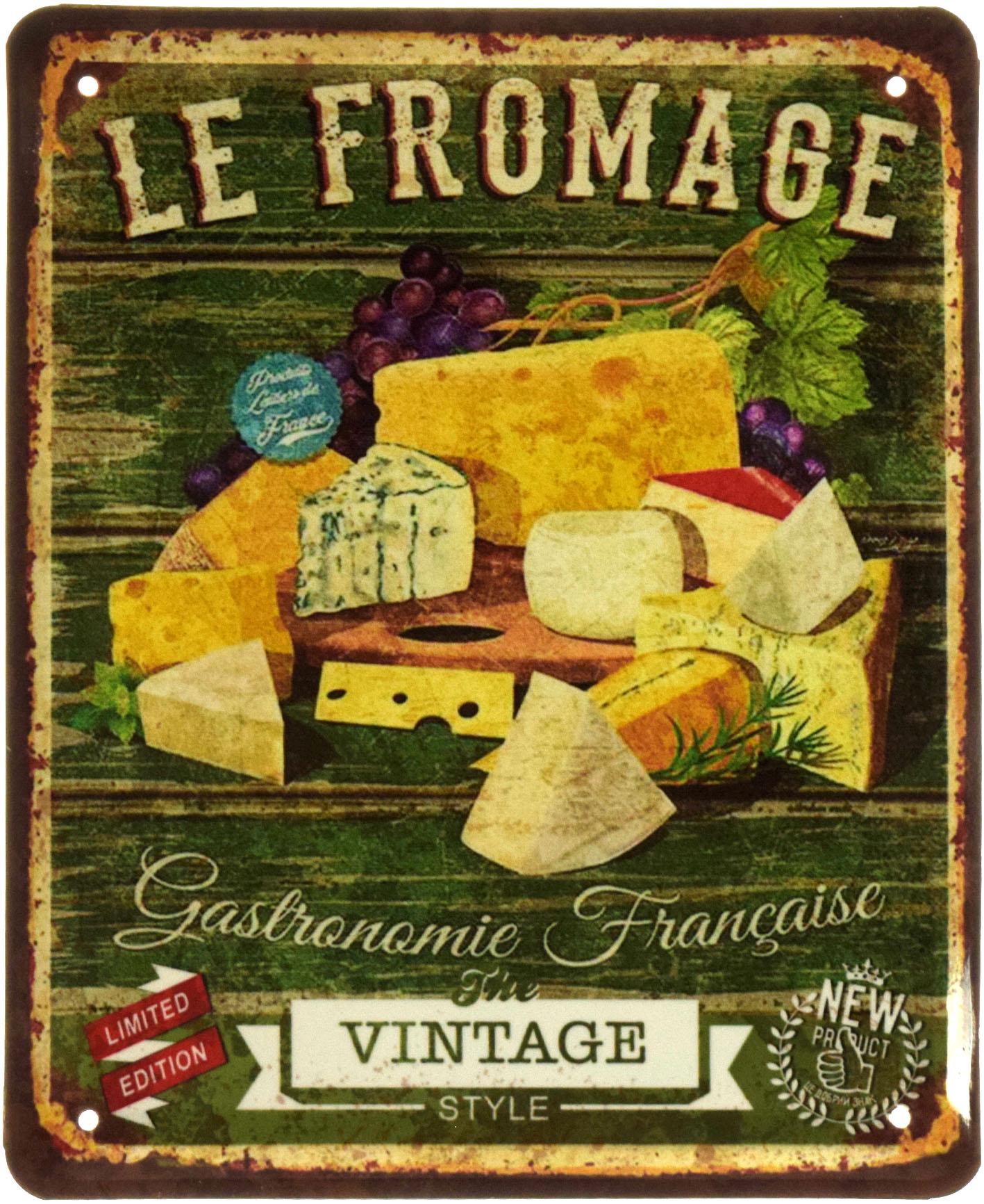 Табличка металлическая Французский Гастрономический Сыр/Le Fromage Gastronomie Française 18x22 см