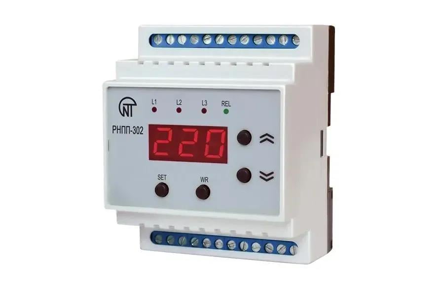 Реле контролю напруги та фаз Novatek-Electro РНПП-302 трифазне 5A (NTRNP3020)