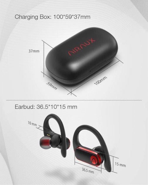 Беспроводные наушники BlitzWolf AIRAUX AA-UM3 Bluetooth 5.0 Sport Черно-красный (296) - фото 7