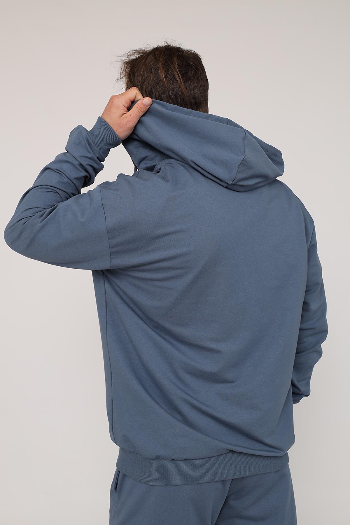 Толстовка чоловіча на блискавці ЦБ-00266206 р. 46 Синій (SKT001035270) - фото 5