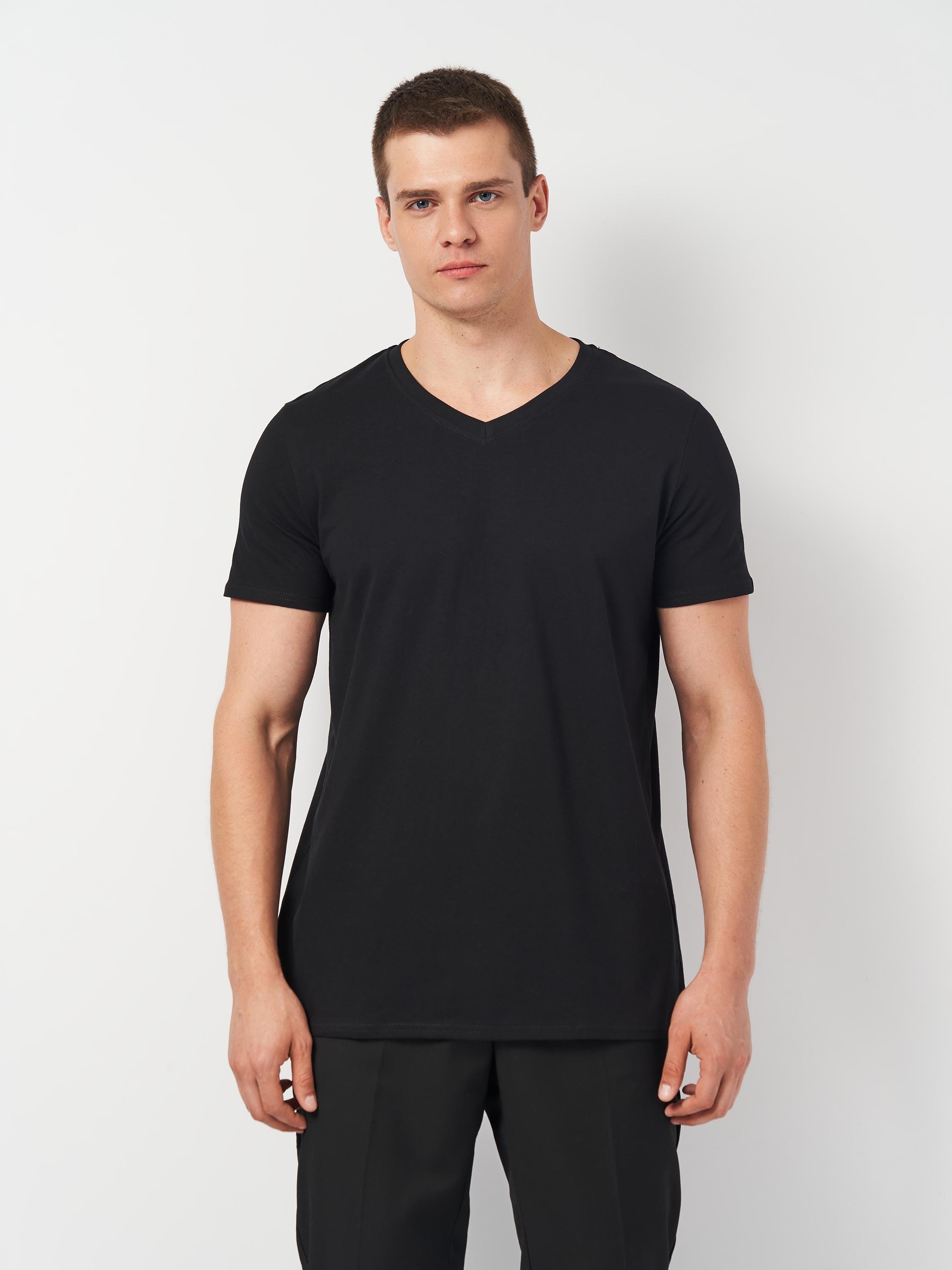 Футболка мужская облегченная с треугольным воротом ROZA 240444 2XL Черный (4824005704338)