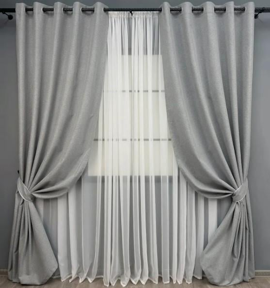 Комплект штор блекаут ASHEN NIGHT на люверсах 2 шт. 1,5х2,7 м Серый (1845ш 37-0286)