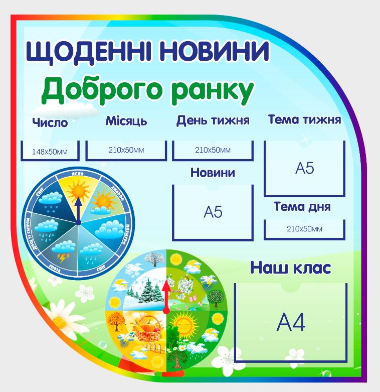 Стенд для школы/детского сада "Щоденні новини" из ПВХ 970х1000 мм (NH0008) Стенд для школы/детского сада "Щоденні новини" из ПВХ 970х1000 мм (NH0008)