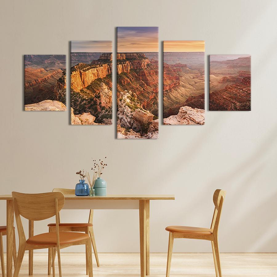 Модульная картина из 5 частей на холсте интерьерная картина Сумерки над Гранд Каньоном 187x94 см (599-52)