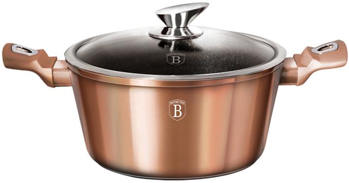 Каструля Berlinger Haus Rose Gold 8 л з кришкою індукційна з антипригарним покриттям (BH-6194)