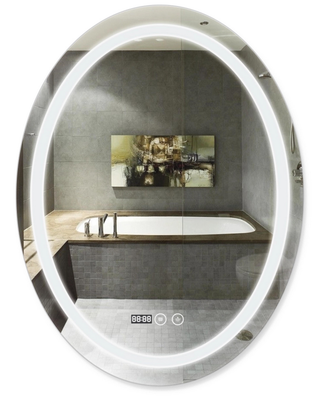 Зеркало Qtap Mideya DC-F801 QT2078F801W с LED-подсветкой Touch с антизапотеванием/часами/диммером 600х800 мм