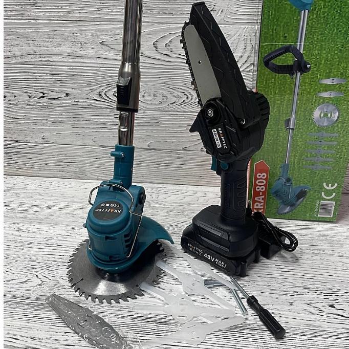 Триммер аккумуляторный KRAFFTEC 2в1 с электропилой 6" 3000W 48V (NM8851)