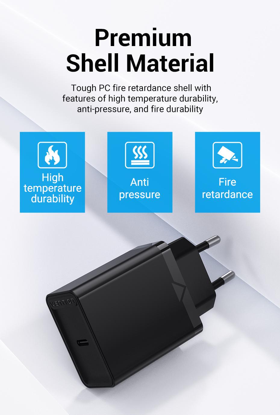 Зарядное устройство для Vention 20W Type-C 1C EU быстрая зарядка 20Вт Черный (FADB0-EU) - фото 10