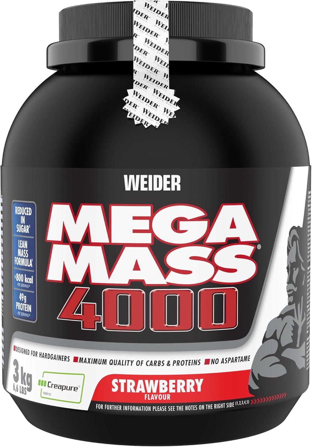 Гейнер Weider Mega Mass 4000 Strawberry 3,0 кг