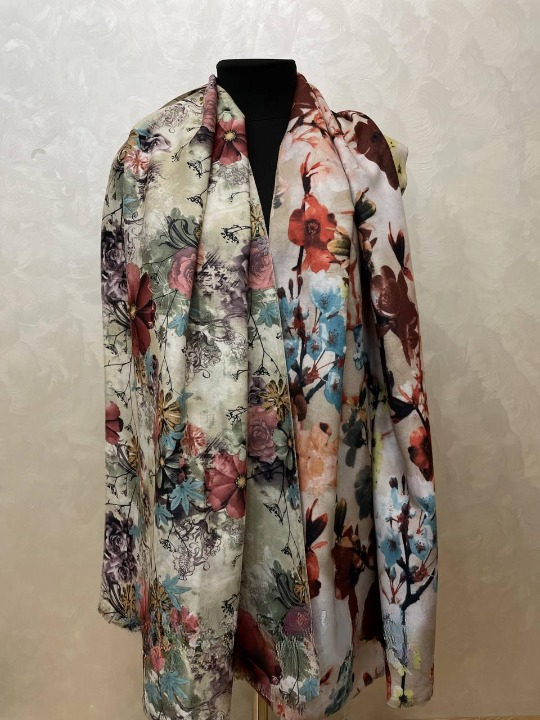 Шарф кашемировый Полевые Цветы Орхидея двухсторонняя 180х65 см (ШарфКаш57)