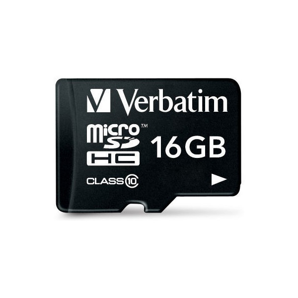 Карта пам'яті Verbatim microSDHC 16Gb Class 10 + SD адаптер (44082)