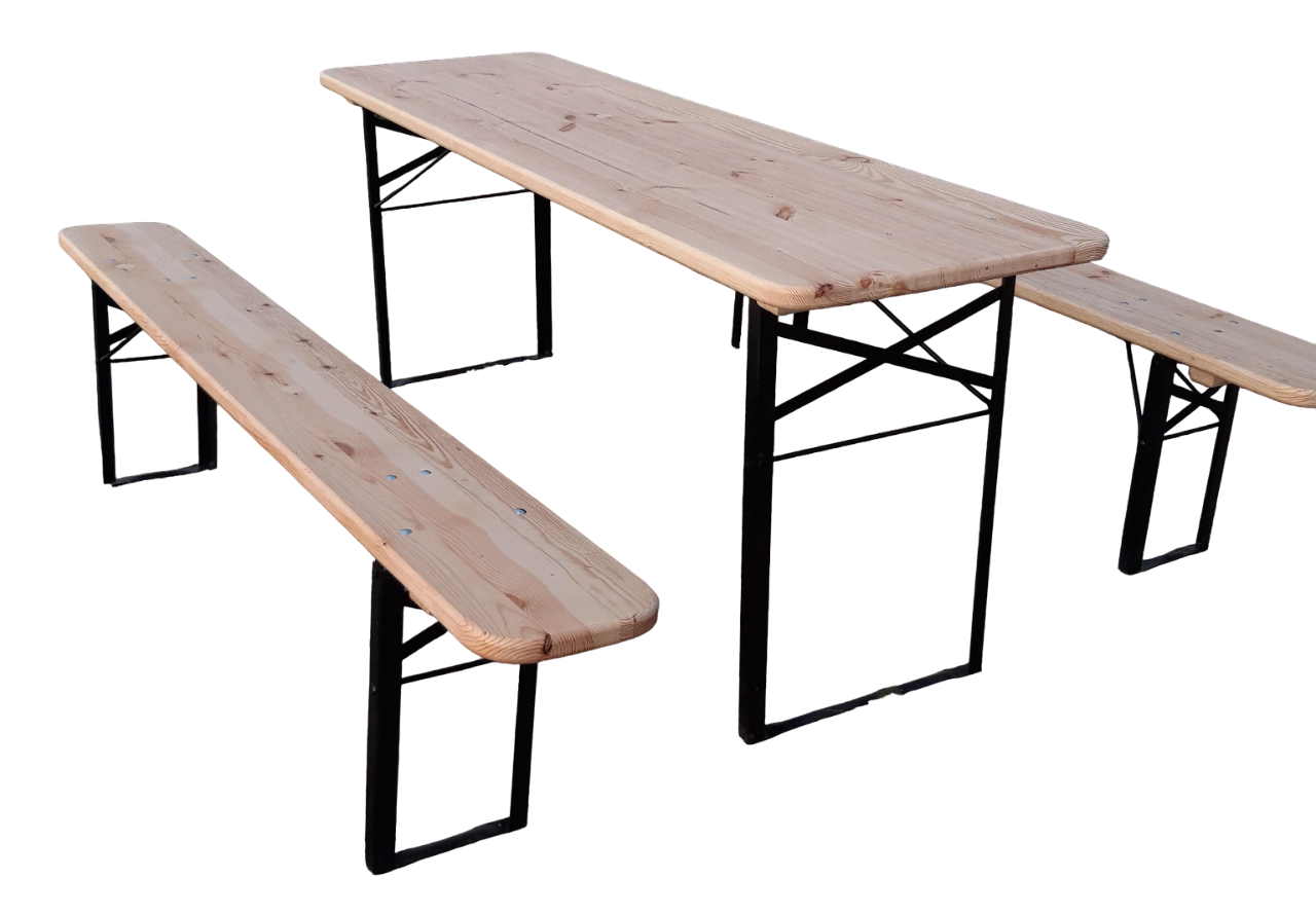 Комплект складной деревянный стол и 2 лавы 600х1800х780/250х1800х480 мм Комплект складной деревянный стол и 2 лавы 600х1800х780/250х1800х480 мм