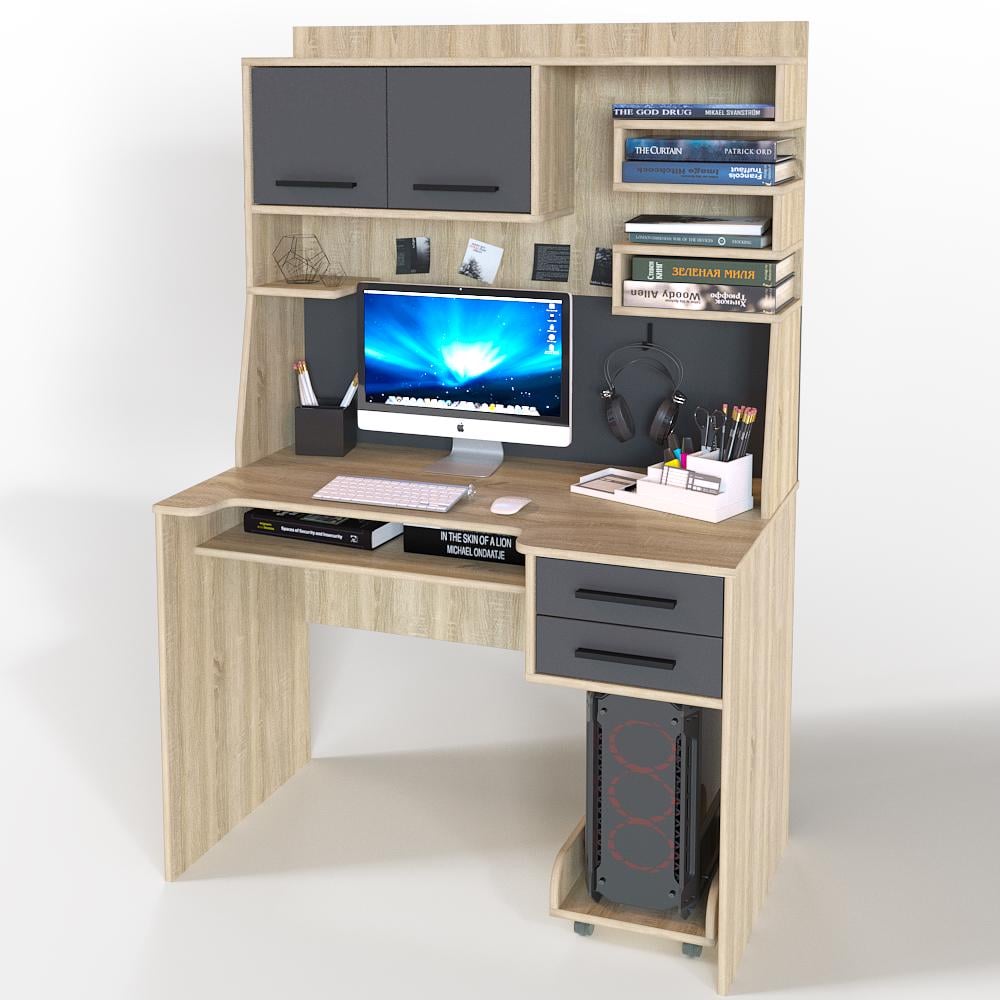 Комп'ютерний стіл Тіса-меблі Стиль-6 165х110х60 см Дуб сонома/Графіт - фото 2 Комп'ютерний стіл Тіса-меблі Стиль-6 165х110х60 см Дуб сонома/Графіт - фото 2