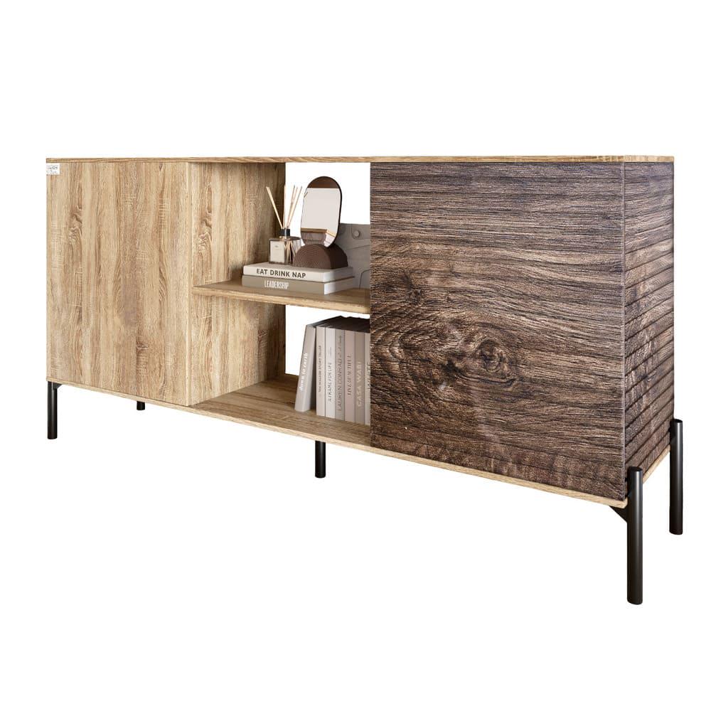 Комод открытый Lion Грей на черных металлических ножках Дуб Сонома/Дерево (000-000-2170) - фото 2 Комод открытый Lion Грей на черных металлических ножках Дуб Сонома/Дерево (000-000-2170) - фото 2