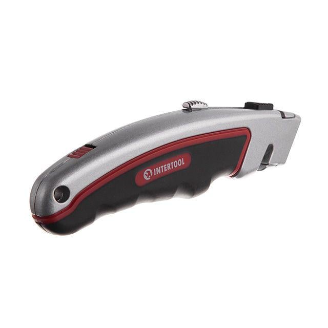 Нож строительный Intertool HT-0516 трапецевидный с выдвижным лезвием/металлический корпус 60x19 мм (21498173) - фото 2