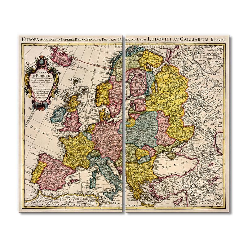 Винтажная карта 1675 год старинная карта Европы 2 модуля 80x120 см