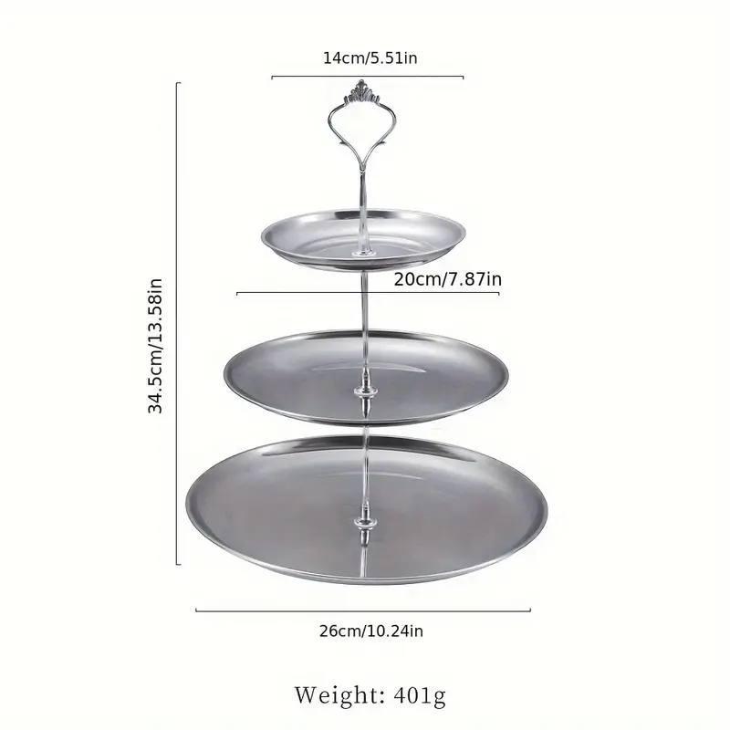 Підставка для святкового сервірування 3-ярусна Срібний (2435997344) - фото 3