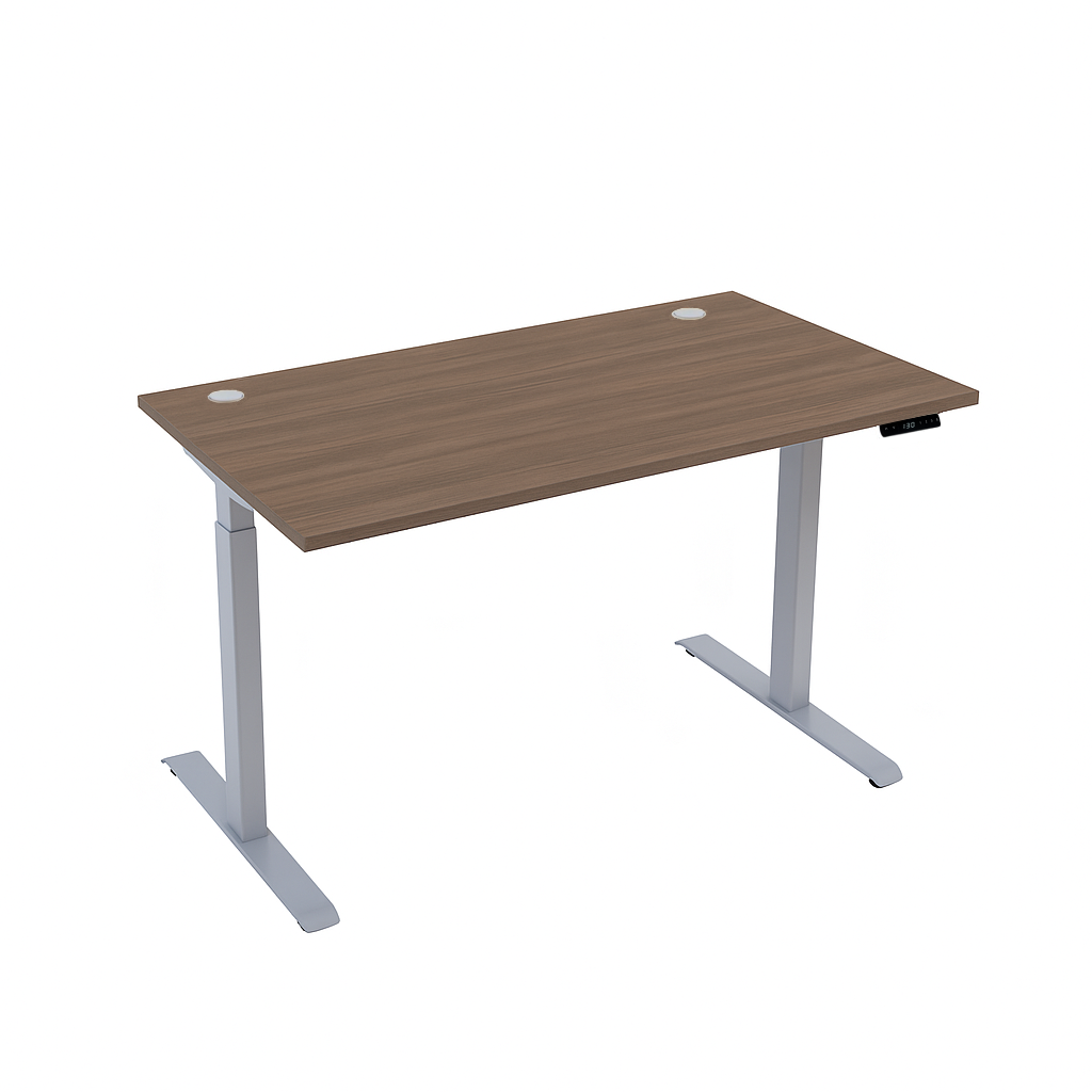 Комп'ютерний стіл з регулюванням висоти Almant двомоторний 2-ступеневий з двома заглушками Сірий/Дуб Урбан кавовий (69903СірДук)