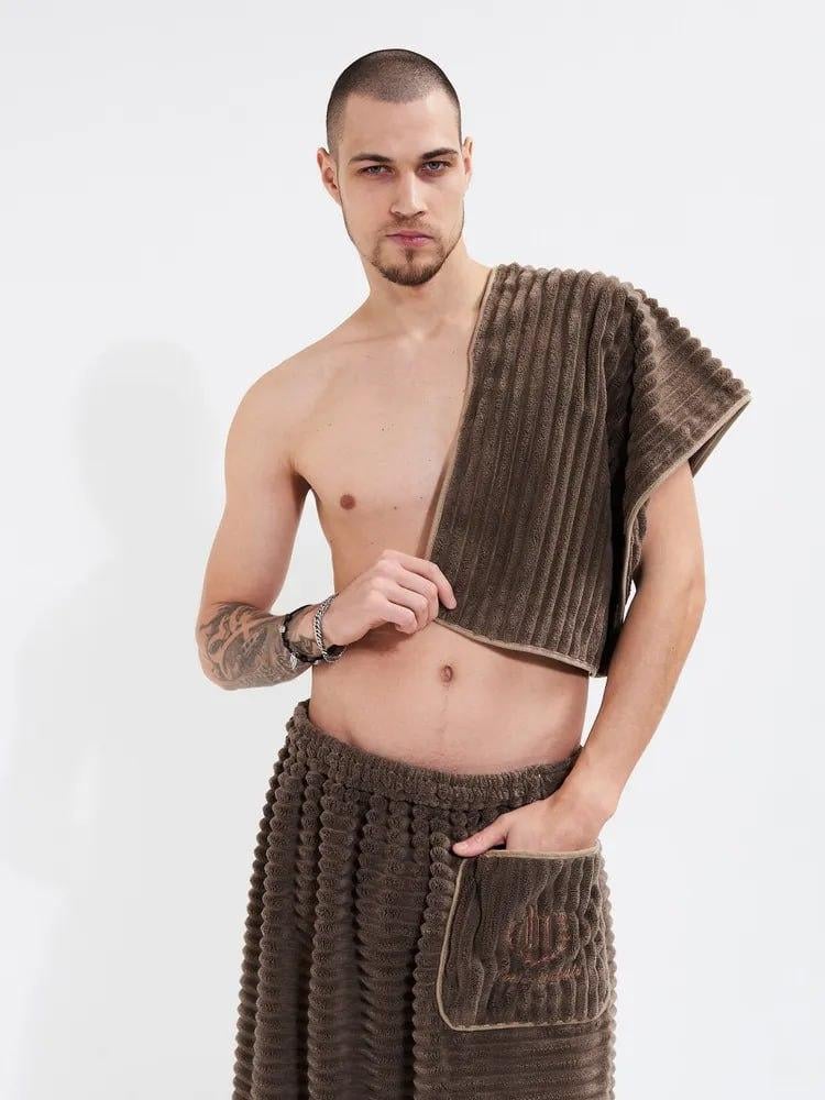 Набор для ванны мужской текстильный Коричневый (П4К-doubleК0506-3)