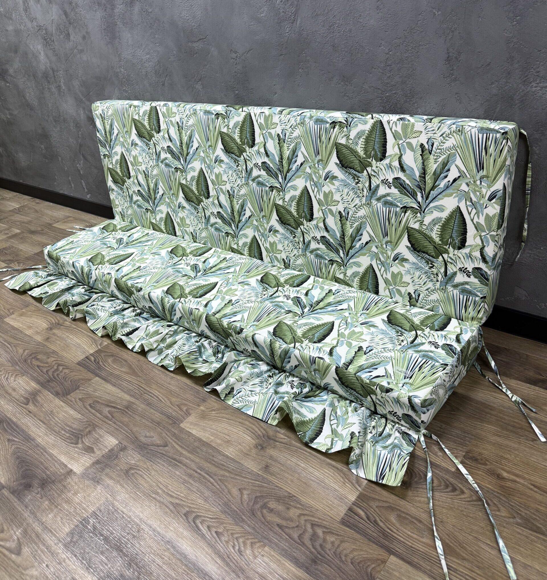 Матрас Comfort Home Tropical forest на поддоны/качели/каркасы/садовую мебель с рюшей панама 140х60х40х5 см