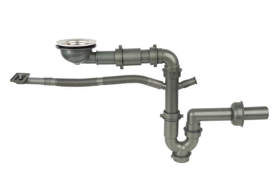 Сифон для кухонной мойки Nett DMS-110 с переливом колбой Хром (NET-071320)