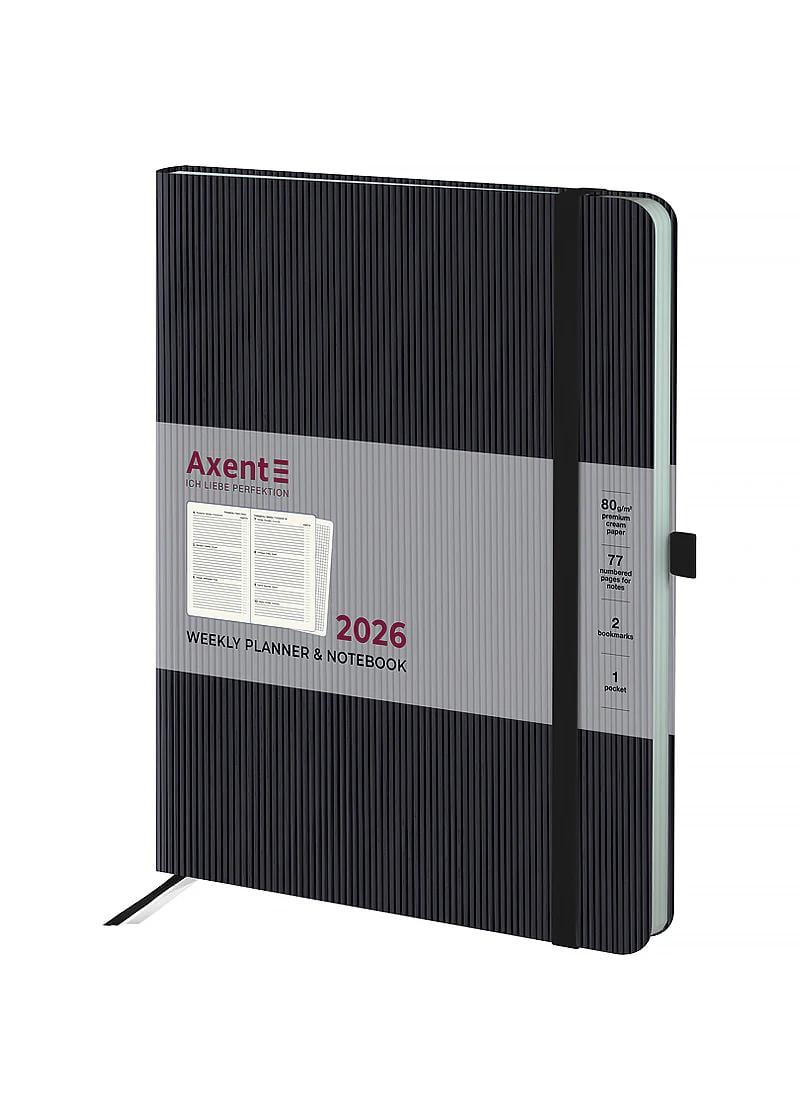 Еженедельник Axent 2026 Grand Lines черный датированный 195x255 см (8531-26-01-A)