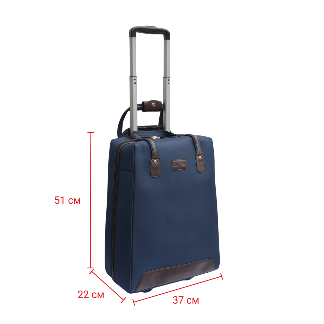 Чемодан ручная кладь Derby 092402-L текстильная 2 колеса 51х37х22 см Dark blue (2450794990) - фото 4