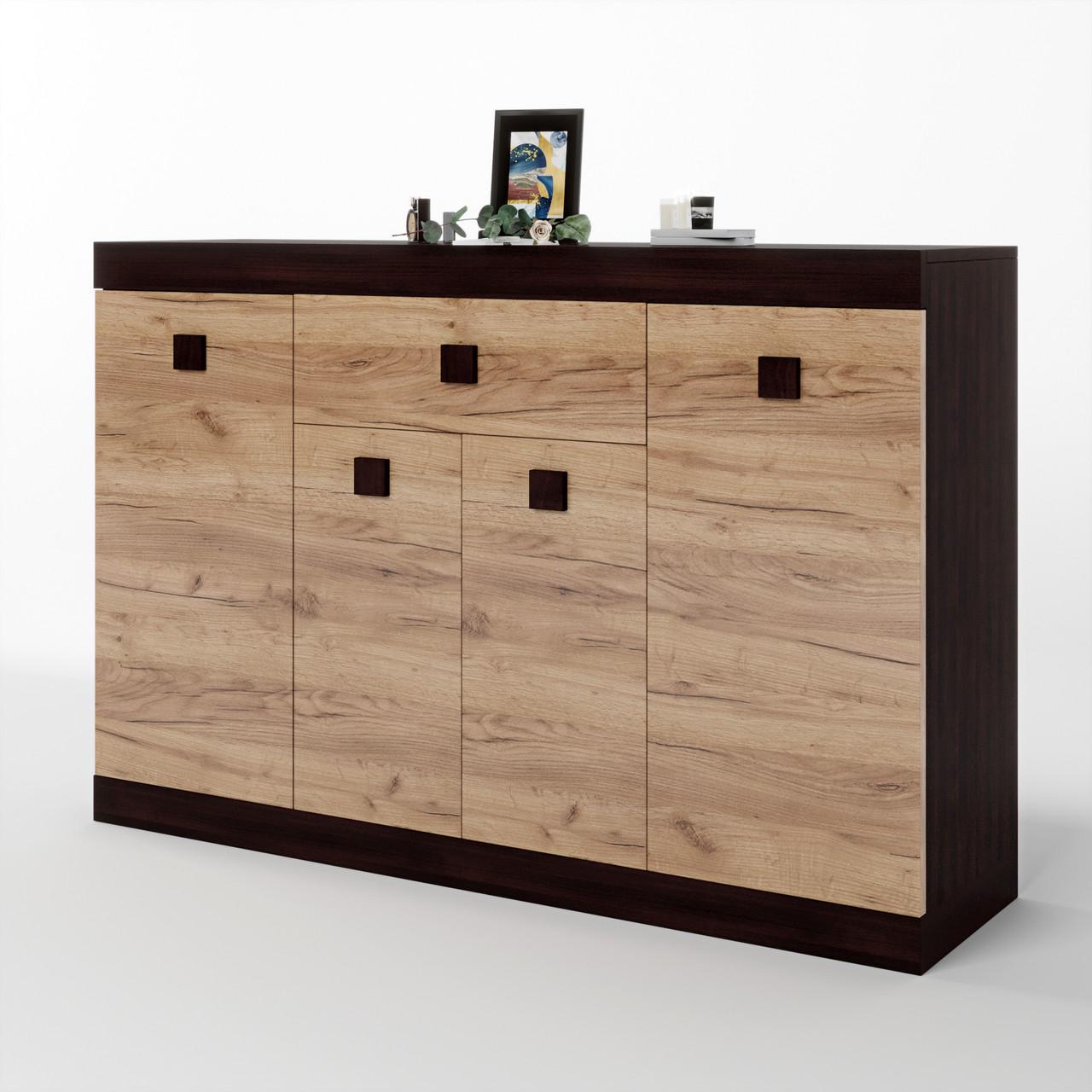 Комод Эверест Соната-7 с дверями и ящиком 140х38х94 см Венге темный/Дуб крафт золотой (DTM-2017) Комод Эверест Соната-7 с дверями и ящиком 140х38х94 см Венге темный/Дуб крафт золотой (DTM-2017)