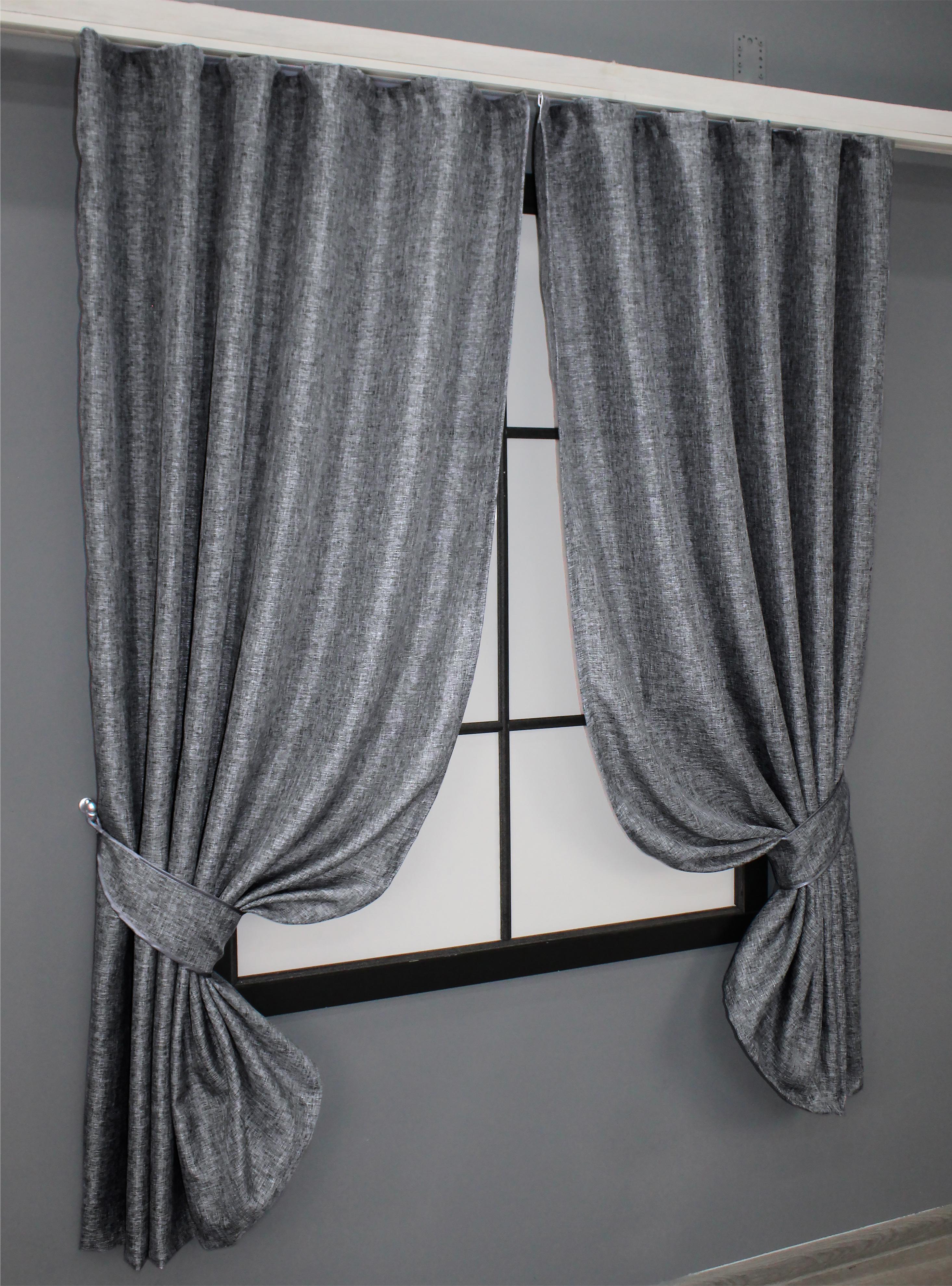 Комплект коротких штор VR-Textil Лен Мешковина № 108ш 130х170см 2 шт. Серый (35-0117) - фото 2
