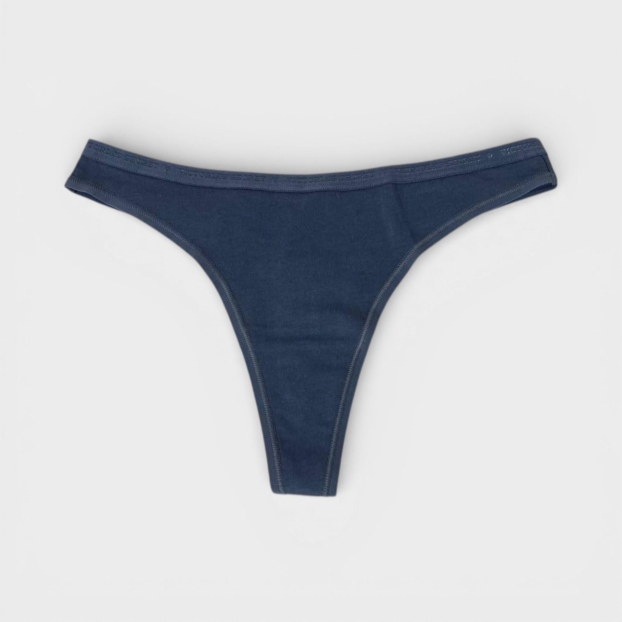Трусики стрінги Victoria's Secret Cotton Logo Thong Panty S Сірий (23454476)
