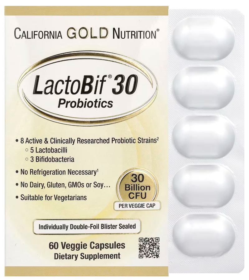 Пробиотик California Gold Nutrition LactoBif Probiotics 30 Billion CFU 60 капсул
