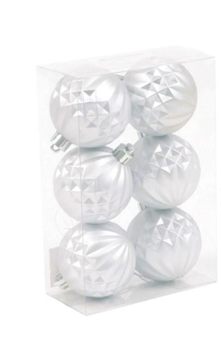 Набор шаров пластиковых новогодних 6 шт. D-6 см Серебряный (43092)