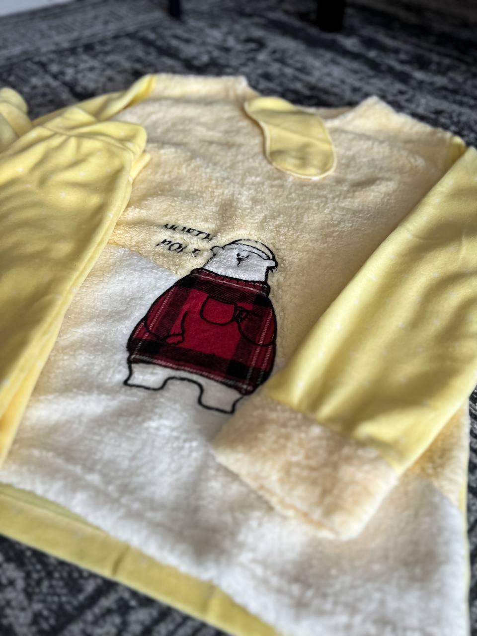 Пижама женская теплая DO2164 с принтом и маской для сна XL Желтый - фото 4 Пижама женская теплая DO2164 с принтом и маской для сна XL Желтый - фото 4