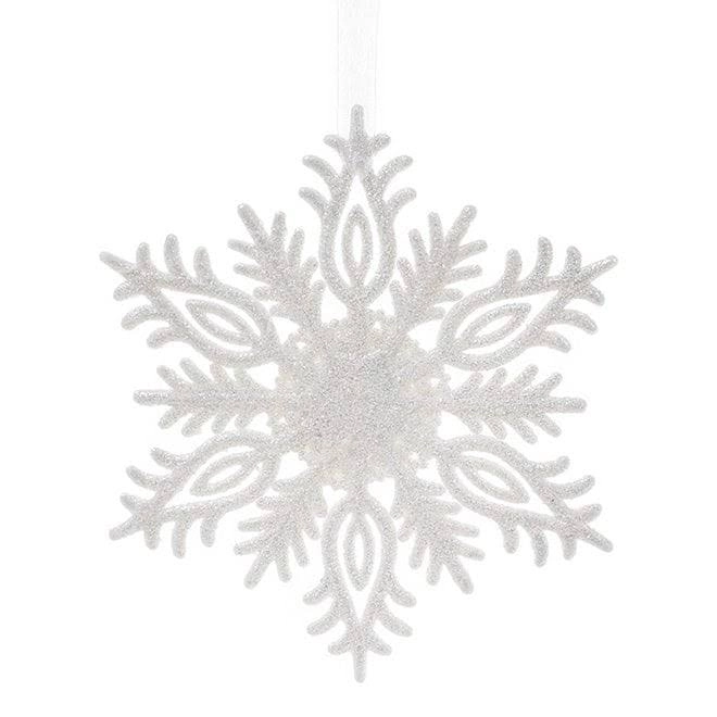 Новогодняя подвеска Снежинка 15 см Белый (13005)