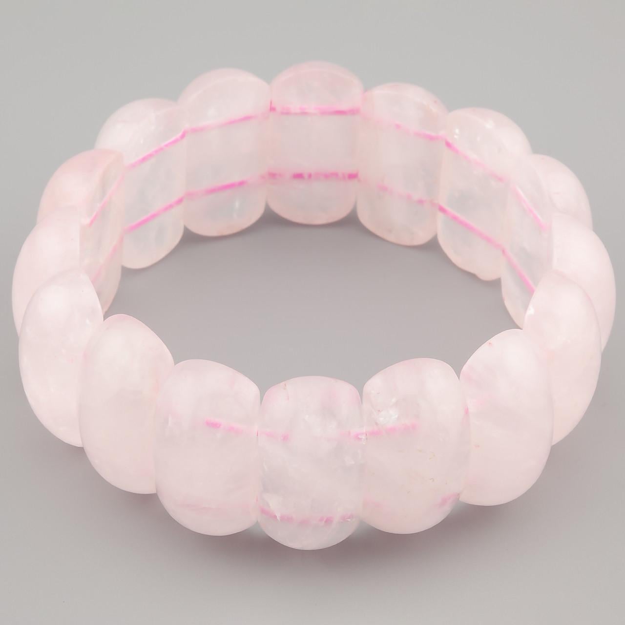 Браслет овальное звено Розовый кварц 25х13х9 мм 20 см 1 шт. (НК2502б09)