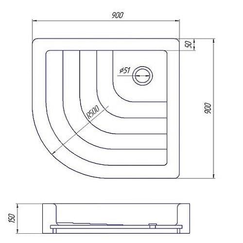 Душовий піддон CASANO акриловий 900x900 мм - фото 3