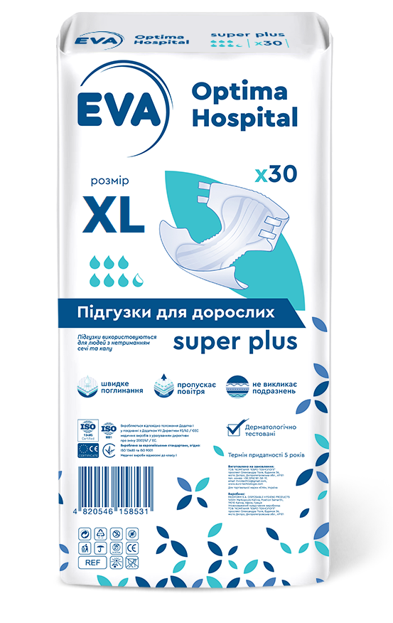 Підгузки для дорослих EVA Optima Hospital Super plus XL - фото 1