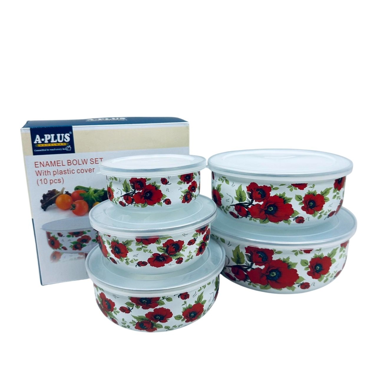 Набор эмалированных лотков A-PLUS 0967 Маки 5 шт. (23283)